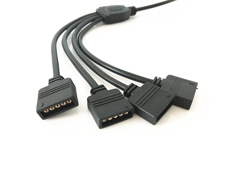 HUALAND 2pcs Pack Black 1 to 4 Splitter Cable Connection Cable 5 Pin Splitter Cable LED Strip Connector 4 Way Splitter Y Splitter for One to Two 5050 3528 RGBW LED Light Strip - Image 2